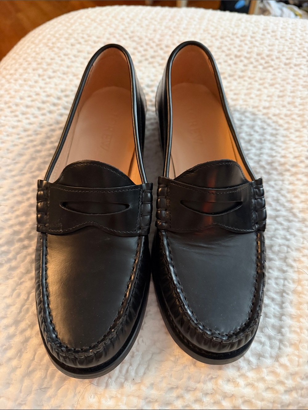 J. Crew Black Leather Penny Loafers